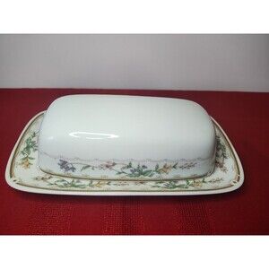 Vintage Bellegarden by Citation Porcelain Covered Butter Dish Floral Gold Trim